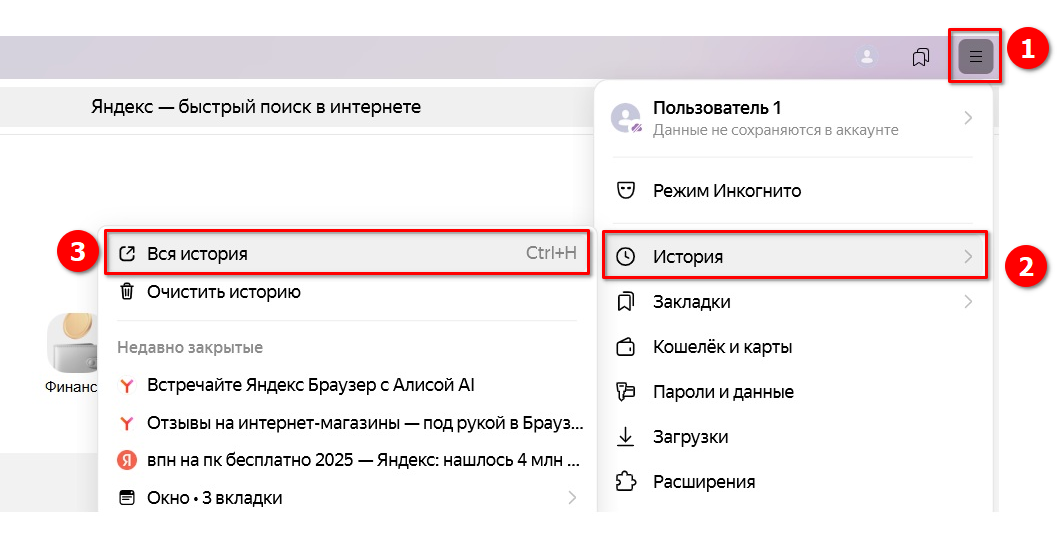Как посмотреть историю Яндекс браузера
